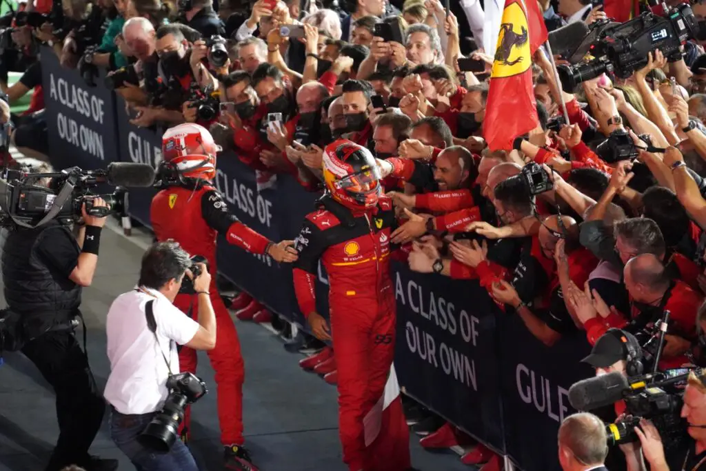 Charles Leclerc after winning the 2022 Bahrain Grand Prix. Image © Andrew Balfour.