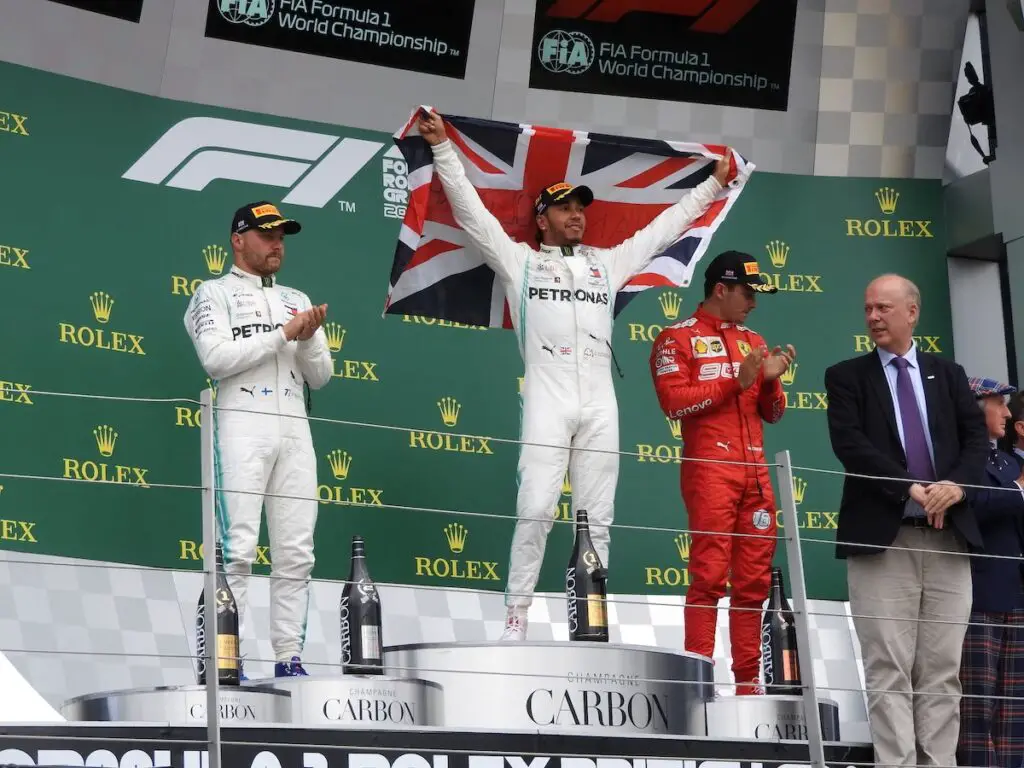 The podium at Silverstone after the 2019 British Grand Prix. Image: © Andrew Balfour