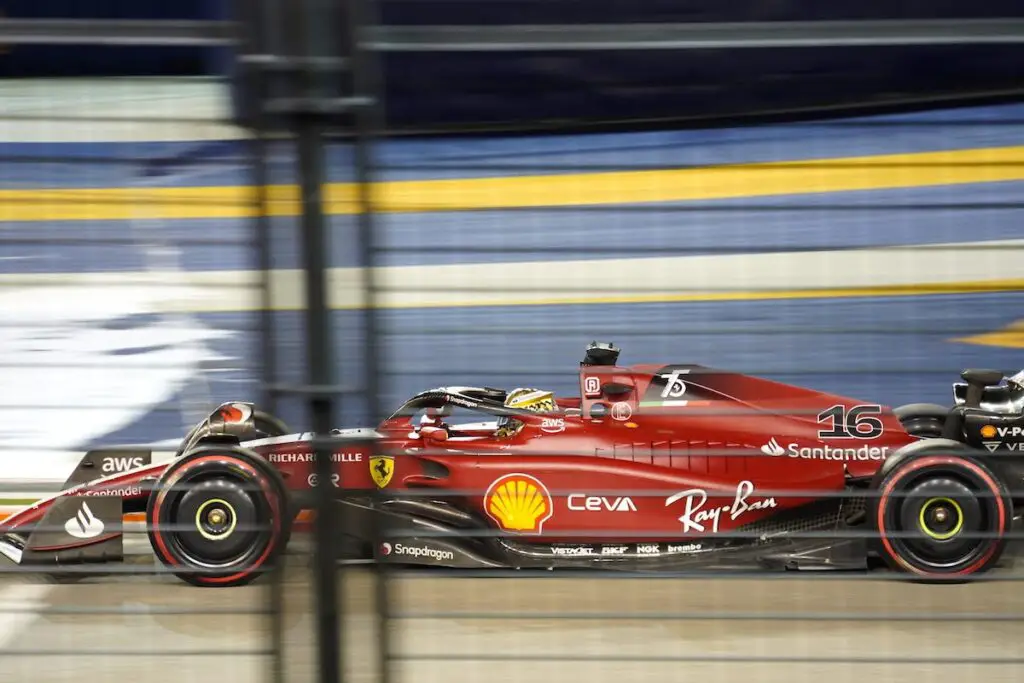 Charles Leclerc at the 2022 Singapore Grand Prix. Image: © Andrew Balfour.