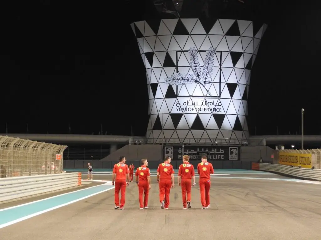 Ferrari team at the 2019 Abu Dhabi Grand Prix. Image: © Andrew Balfour.