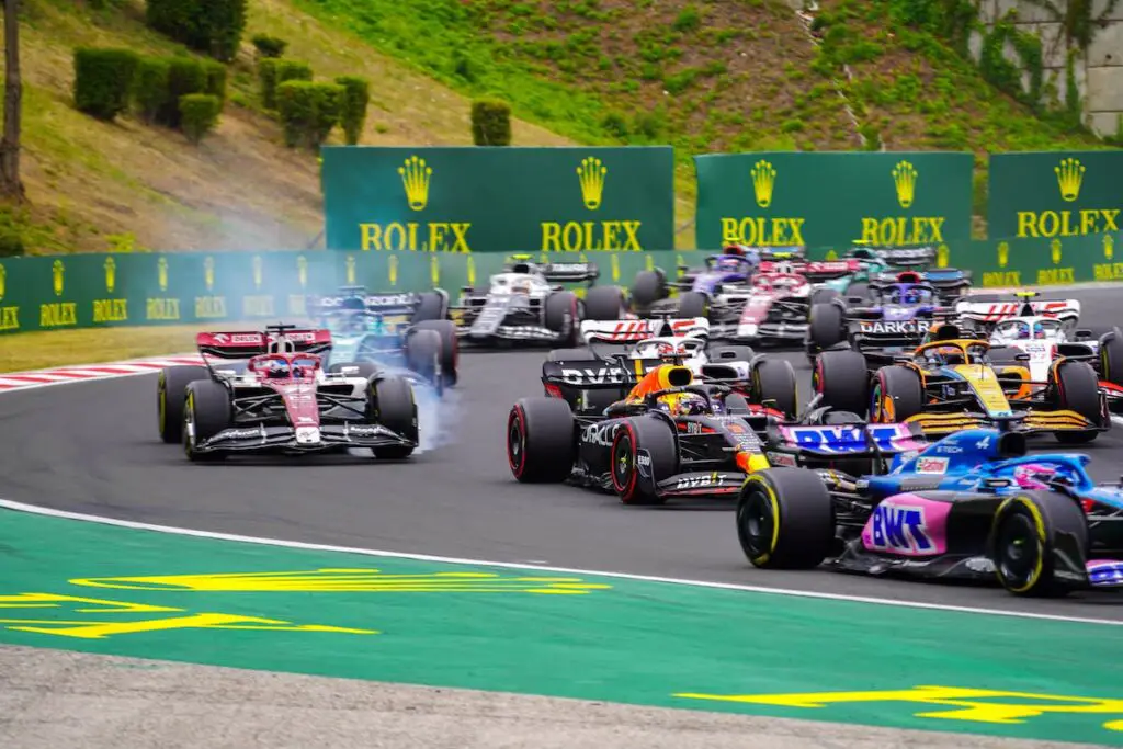 Lap 1, 2022 Hungarian Grand Prix. Image: © Andrew Balfour.