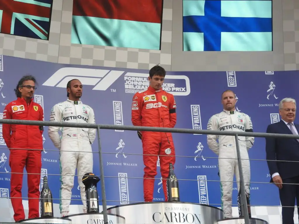 The 2019 Belgian Grand Prix podium. Image: © Andrew Balfour.