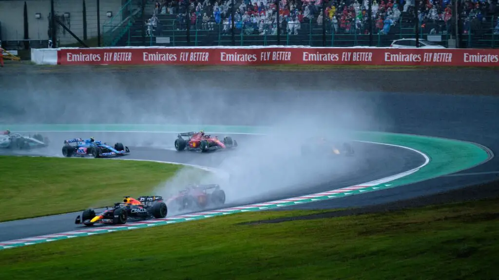 Max Verstappen leading at Suzuka in 2022.