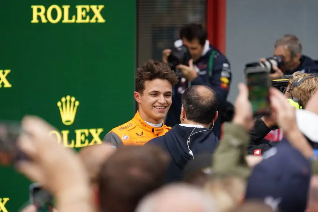 Lando Norris after securing a podium finish at Imola in 2022